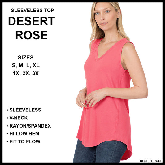 RTS - Sleeveless V-Neck Top - Desert Rose