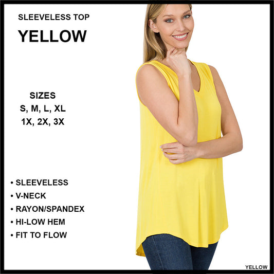RTS - Sleeveless V-Neck Top - Yellow
