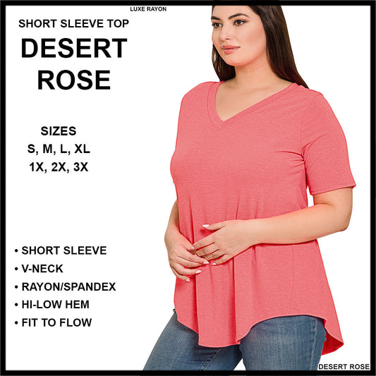 RTS - Short Sleeve V-Neck Top - Desert Rose