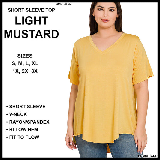 RTS - Short Sleeve V-Neck Top - Light Mustard