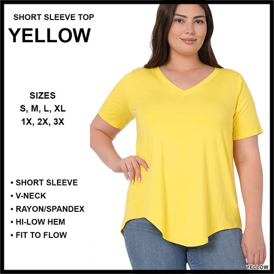 RTS - Short Sleeve V-Neck Top - Yellow
